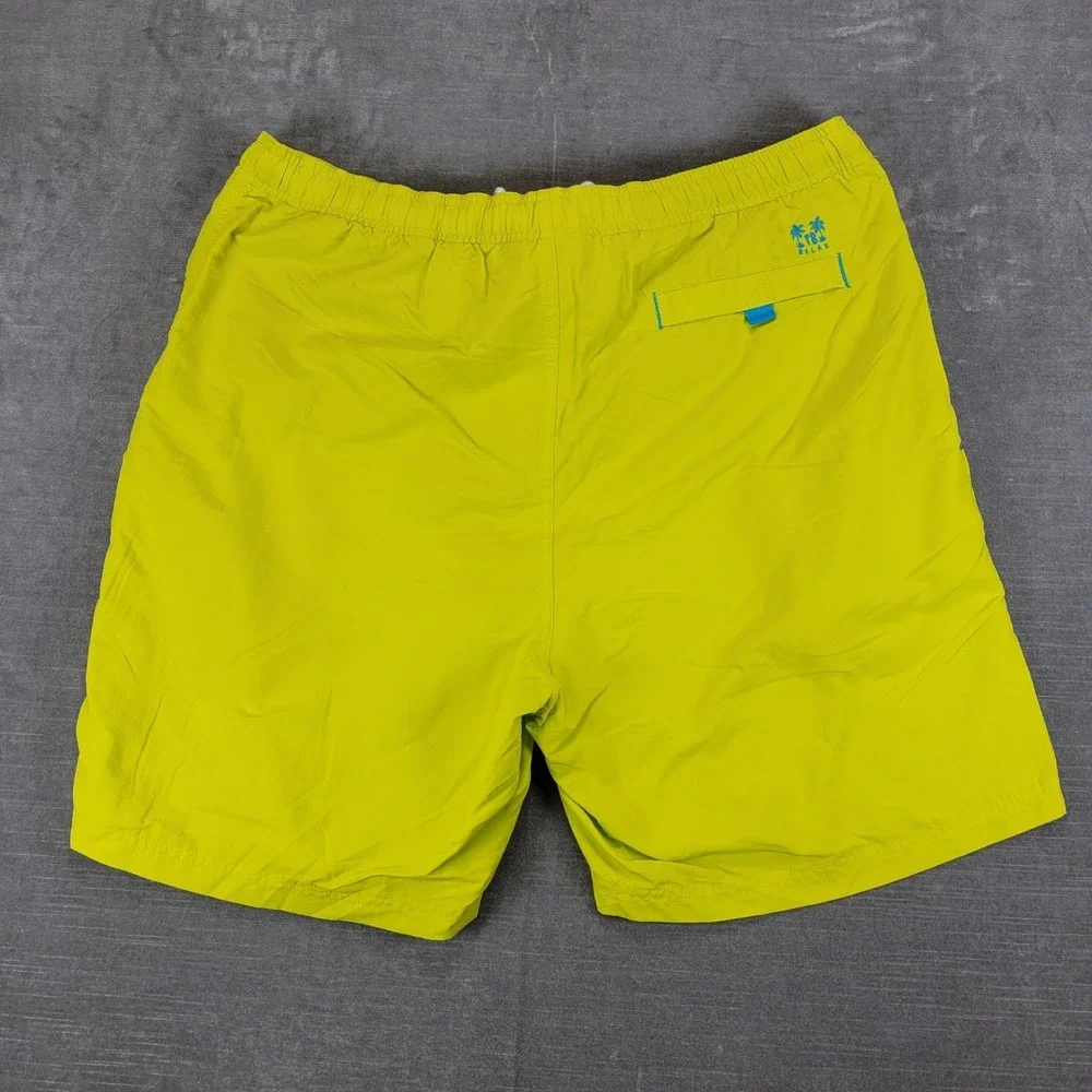 Tommy Bahama Relax Mens L Lime Green Nylon Swim Trunks Cargo Pocket Board Shorts